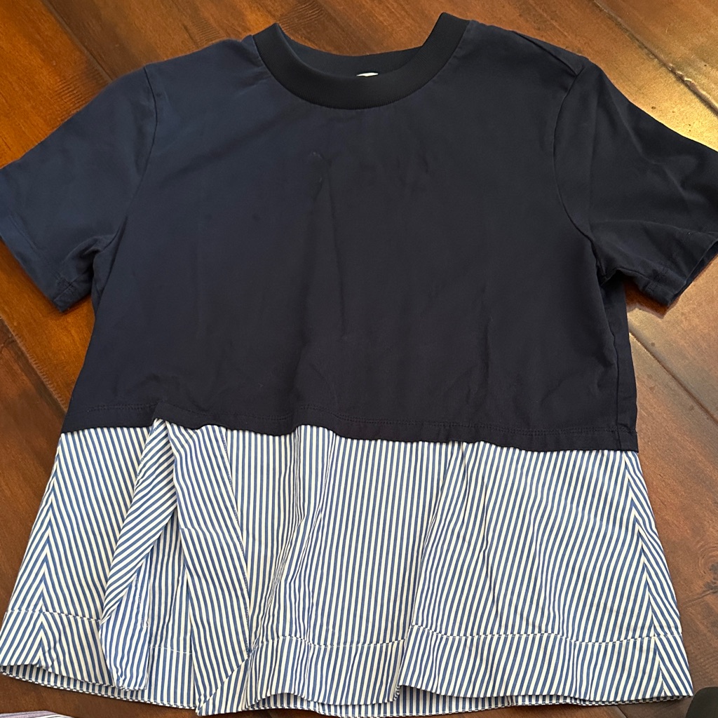 Carven Kids Navy And White Striped Tee